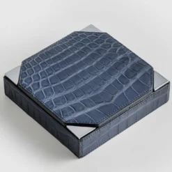 Set di gioco della dama in pelle blu