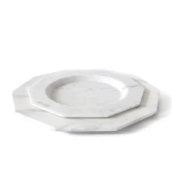 Set di 2 grandi piatti in marmo Arabescato satinato