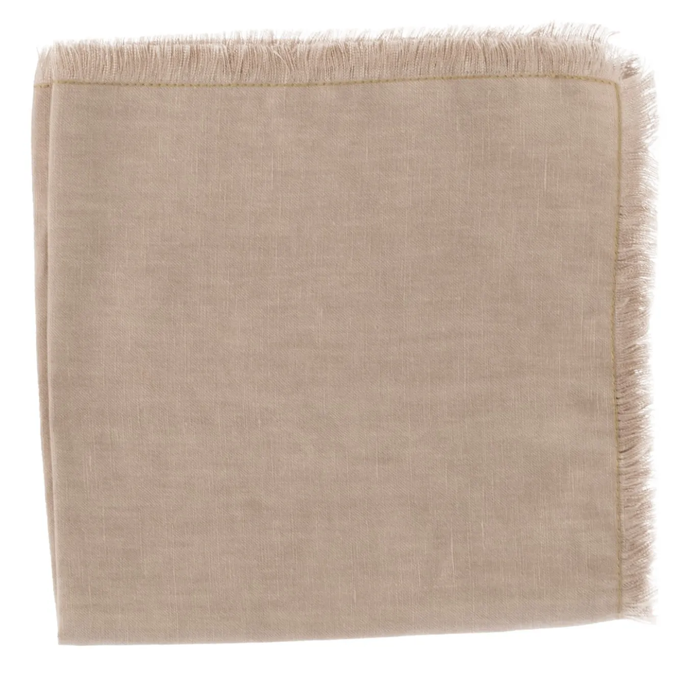 Set di 4 lussuosi tovaglioli di puro lino beige bordati a mano