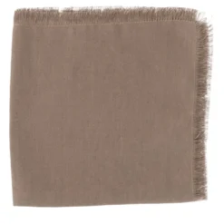 Set di 4 lussuosi tovaglioli di puro lino Taupe con frange a mano