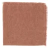 Set di 4 lussuosi tovaglioli in puro lino color bronzo-rosa, bordati a mano