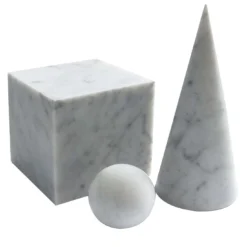 Set di oggetti decorativi pesi carta porta libri in marmo bianco di Carrara