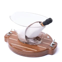 Set di 2 pezzi di glacette bianca + base in teak