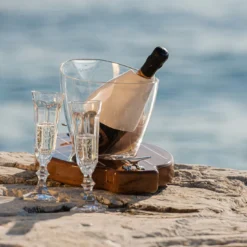 Set di 2 pezzi di glacette bianca + base in teak