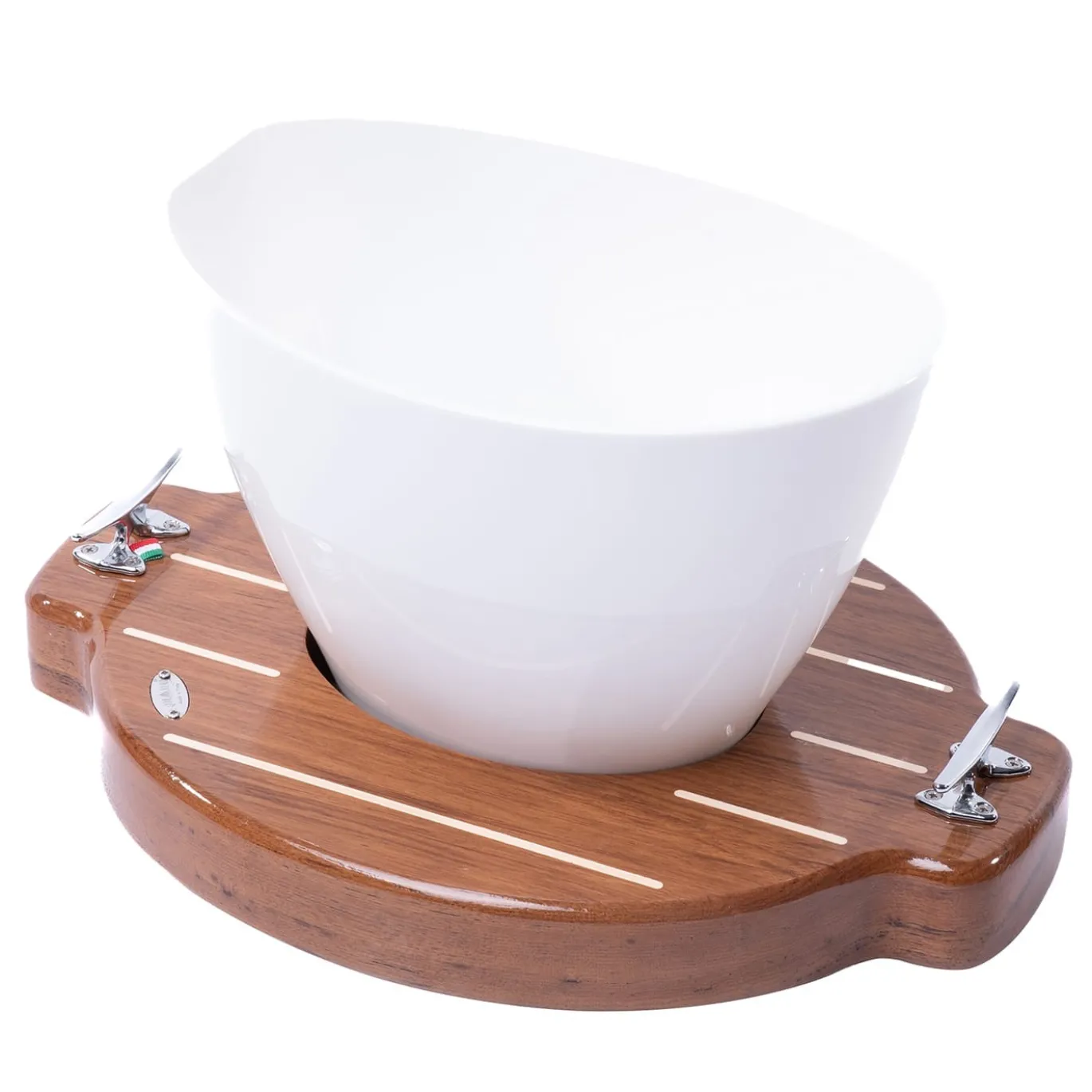 Set di 2 pezzi di glacette bianca + base in teak