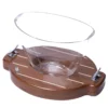Set di 2 pezzi di Glacette trasparente + base in teak