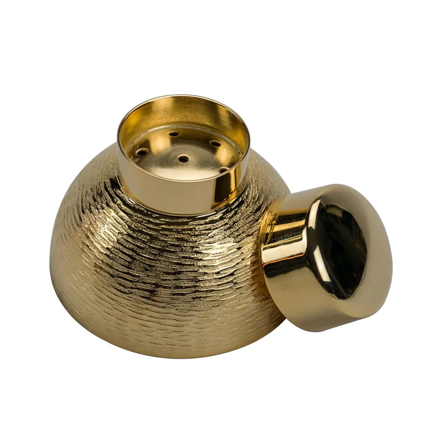 Set di 2 pezzi di shaker e miscelatore in ottone placcato oro con texture Cortex