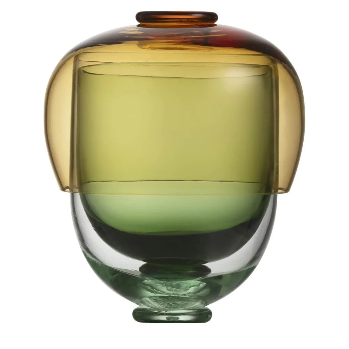 Set di 3 pezzi in vetro Murano con bicchieri verdi e ciotola Amber Fungo
