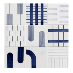 Set di 45 piastrelle bianche e blu Alfabeto di Margherita Rui