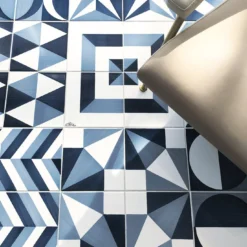 Set di 25 piastrelle Blu Ponti Decorazione Tipo 29 di Gio Ponti