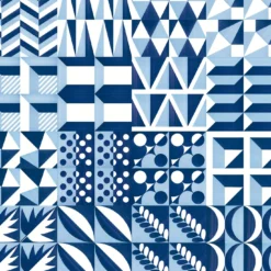 Set di 25 piastrelle Blu Ponti Decorazione Tipo 16 di Gio Ponti