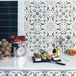 Set di 25 piastrelle Crestarella Collezione Fiori Scuri