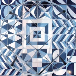 Set di 25 Piastrelle Decoro Tipo 30 Collezione Blu Ponti in Maiolica Blu di Gio Ponti