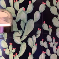 Set di 4 piastrelle nere Cactus Collezione Verde Verticale