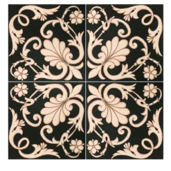 Set di 25 piastrelle nere Ieranto collezione Fiori Scuri