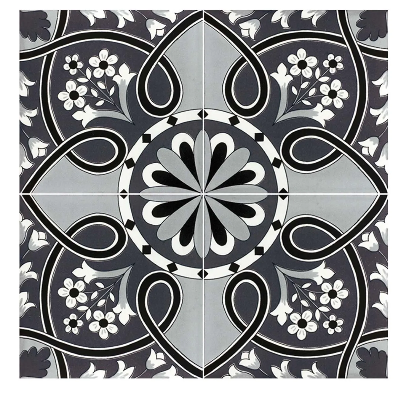 Set di 25 piastrelle Nocelle Collezione Fiori Scuri