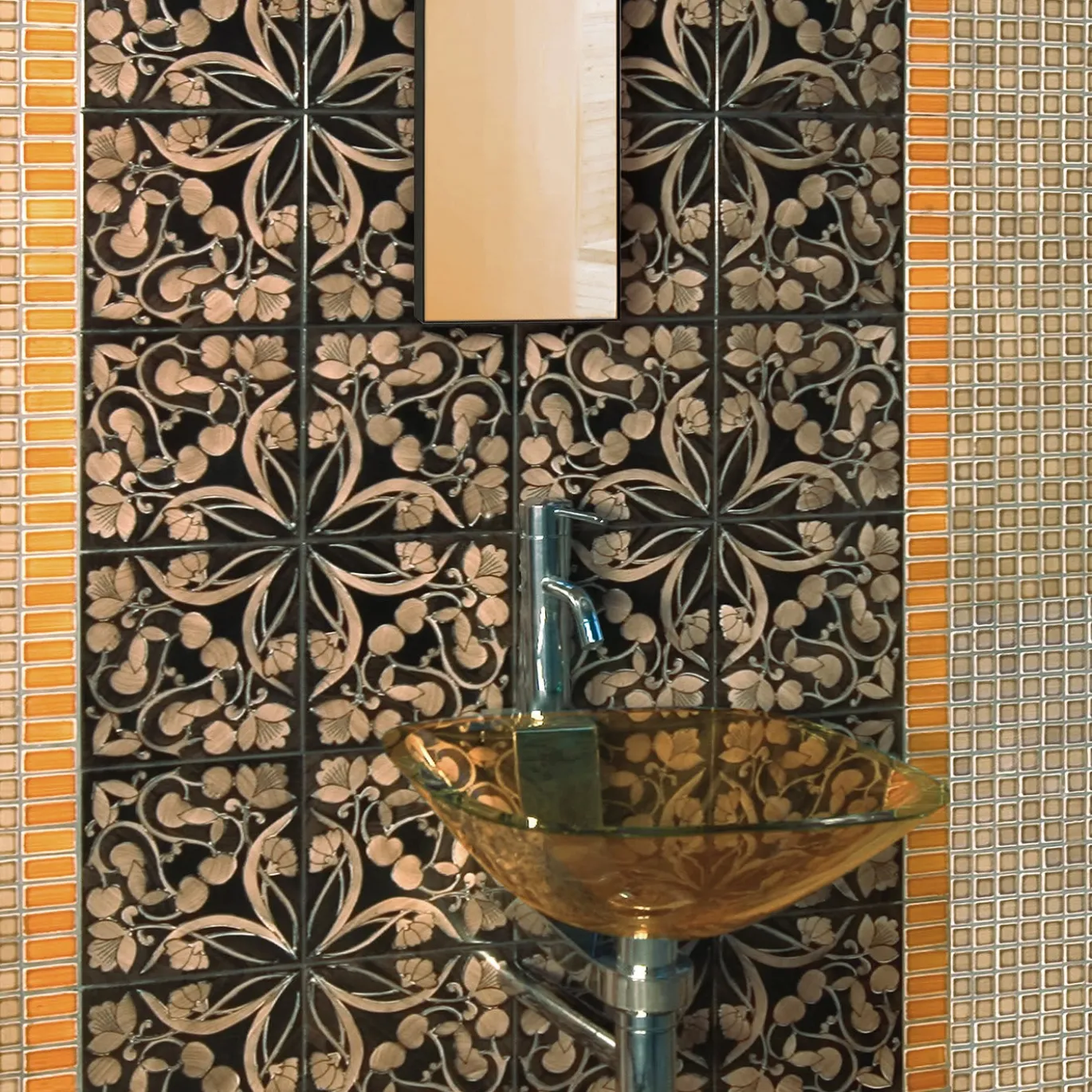 Set di 25 piastrelle Polvica Manganese Collezione Fiori Scuri