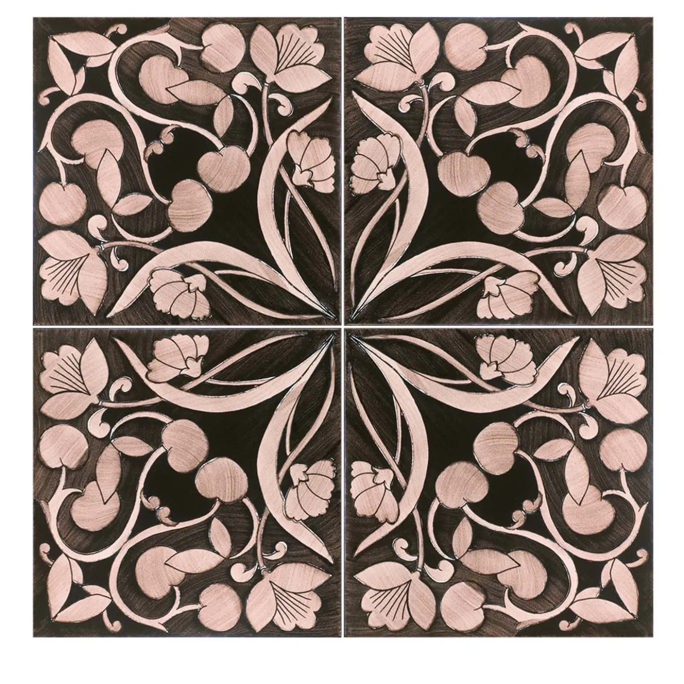 Set di 25 piastrelle Polvica Manganese Collezione Fiori Scuri