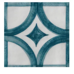 Set di 24 piastrelle quadrate Blu Ot Puntaldia Pavone