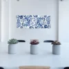 Set di 64 piastrelle quadrate blu e verdi Barocco