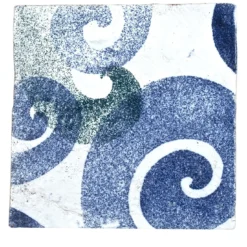 Set di 64 piastrelle quadrate blu e verdi Barocco