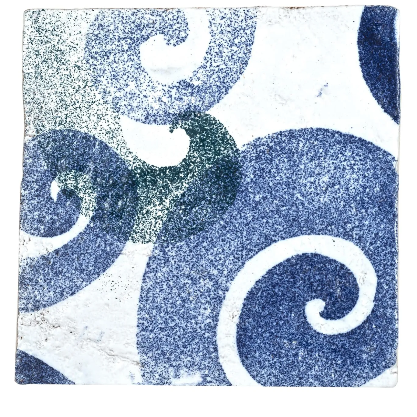 Set di 64 piastrelle quadrate blu e verdi Barocco
