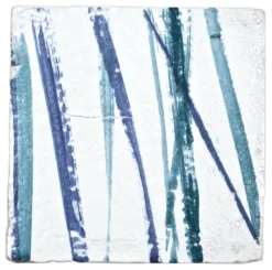 Set di 25 piastrelle quadrate verdi/blu in bambù