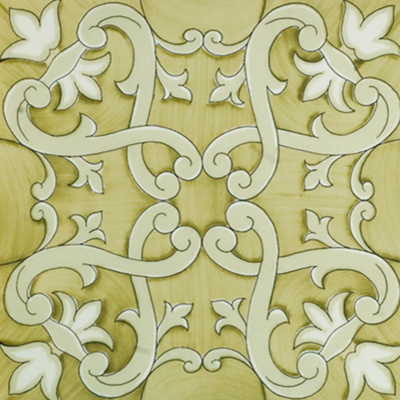 Set di 25 piastrelle Recamone Verde Collezione Fiori Scuri