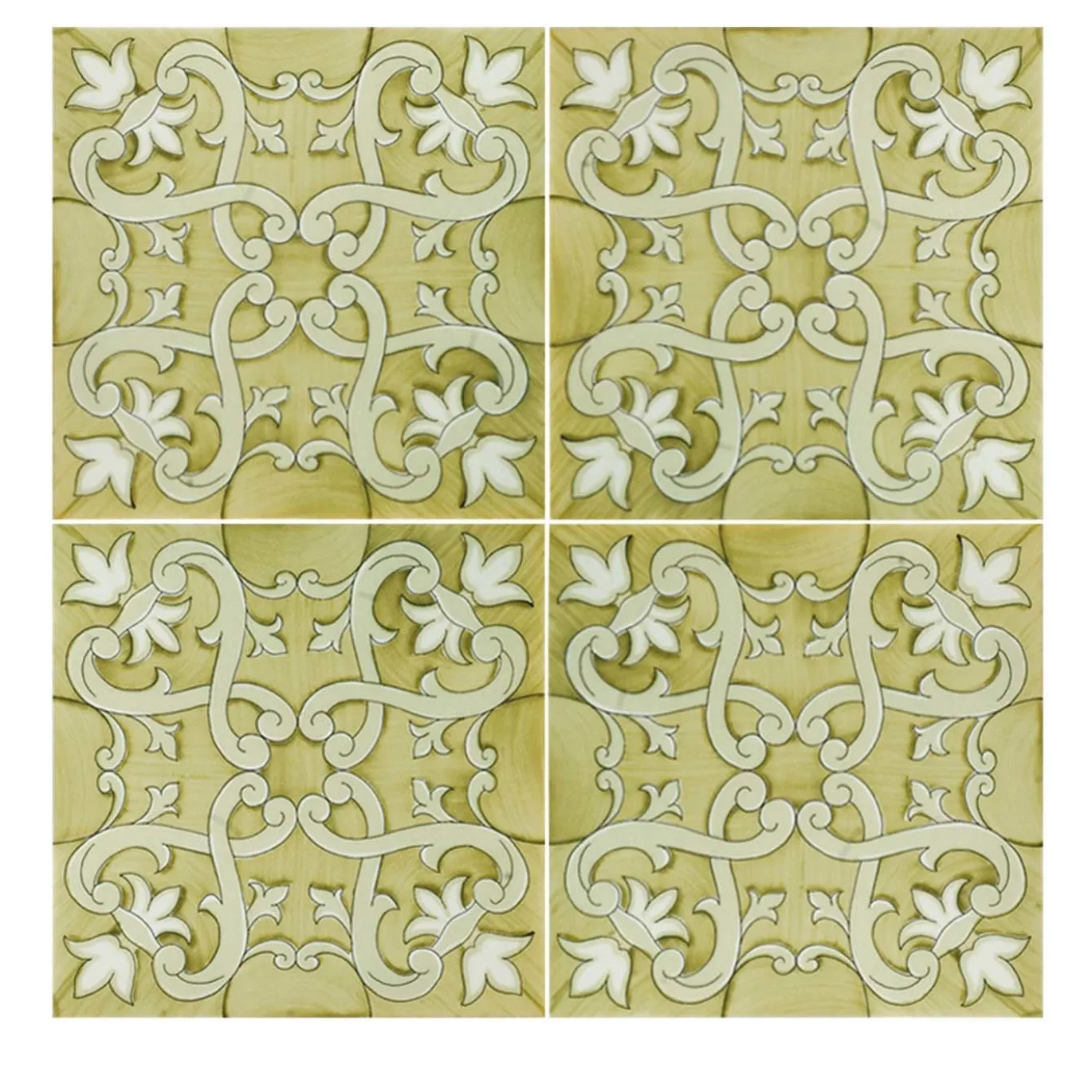 Set di 25 piastrelle Recamone Verde Collezione Fiori Scuri