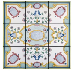 Set di 9 piastrelle Rosone Albori