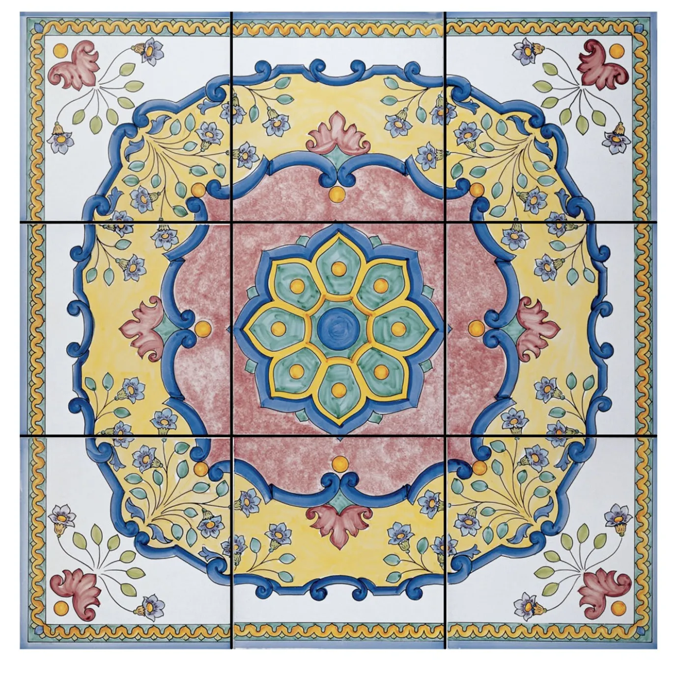Set di 9 piastrelle Rosone Caprile
