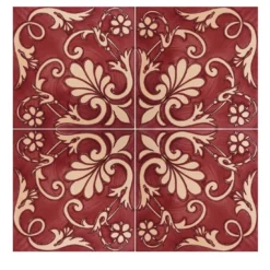 Set di 25 piastrelle rosse Ieranto Collezione Fiori Scuri