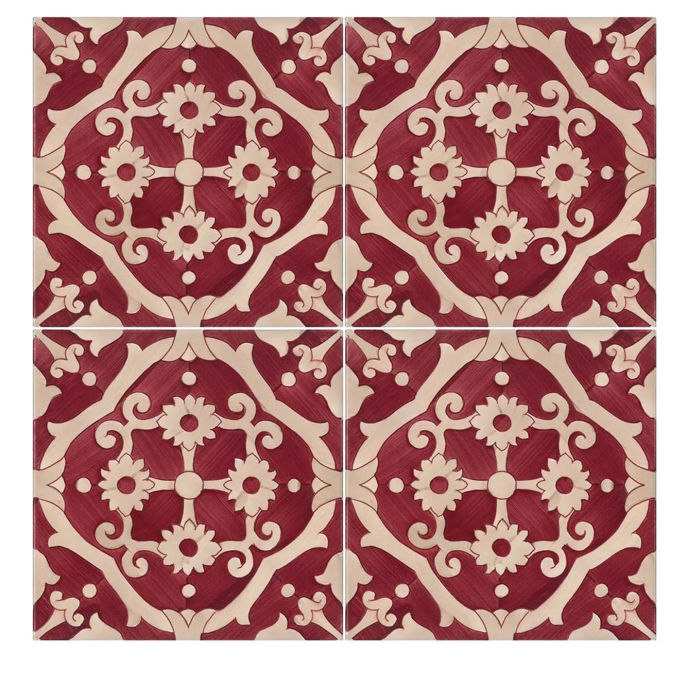 Set di 25 piastrelle rosse Tovere Collezione Fiori Scuri