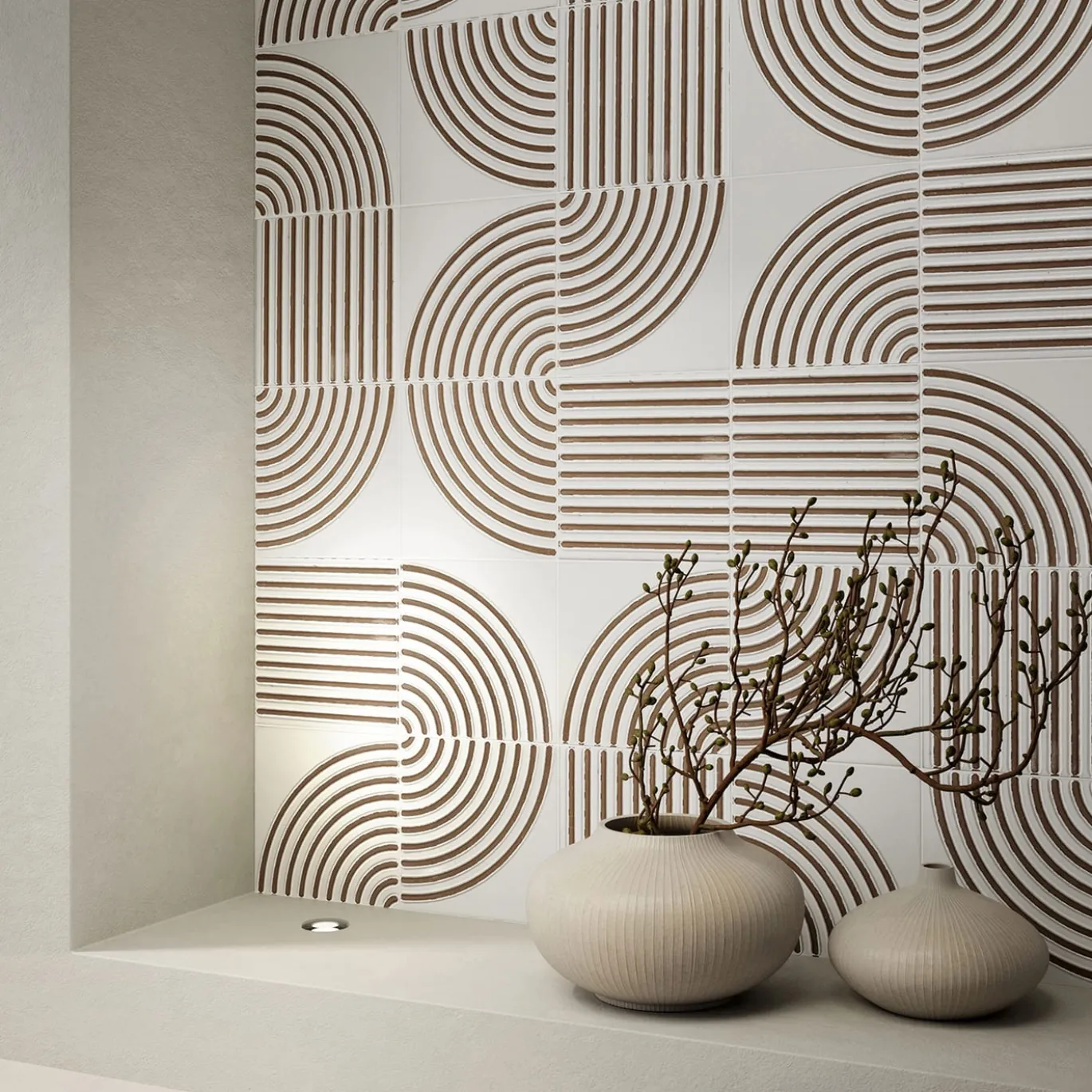 Set di 44 piastrelle Solchi Tattile Angolo Bianco