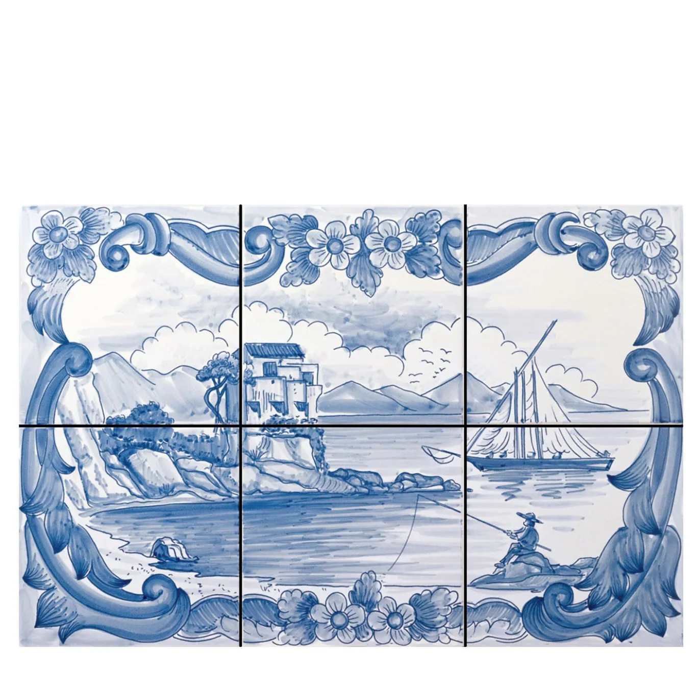Set di 6 piastrelle Vecchia Marina