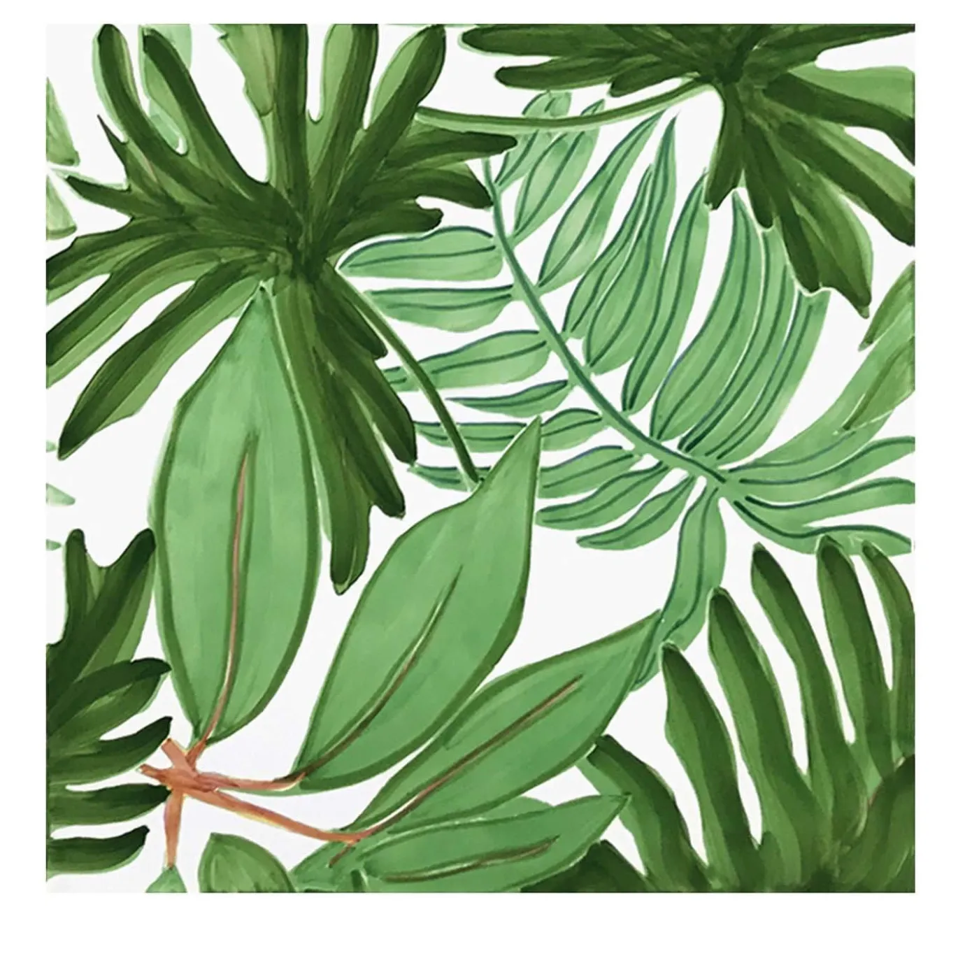 Set di 4 piastrelle Verde Verticale Tropical