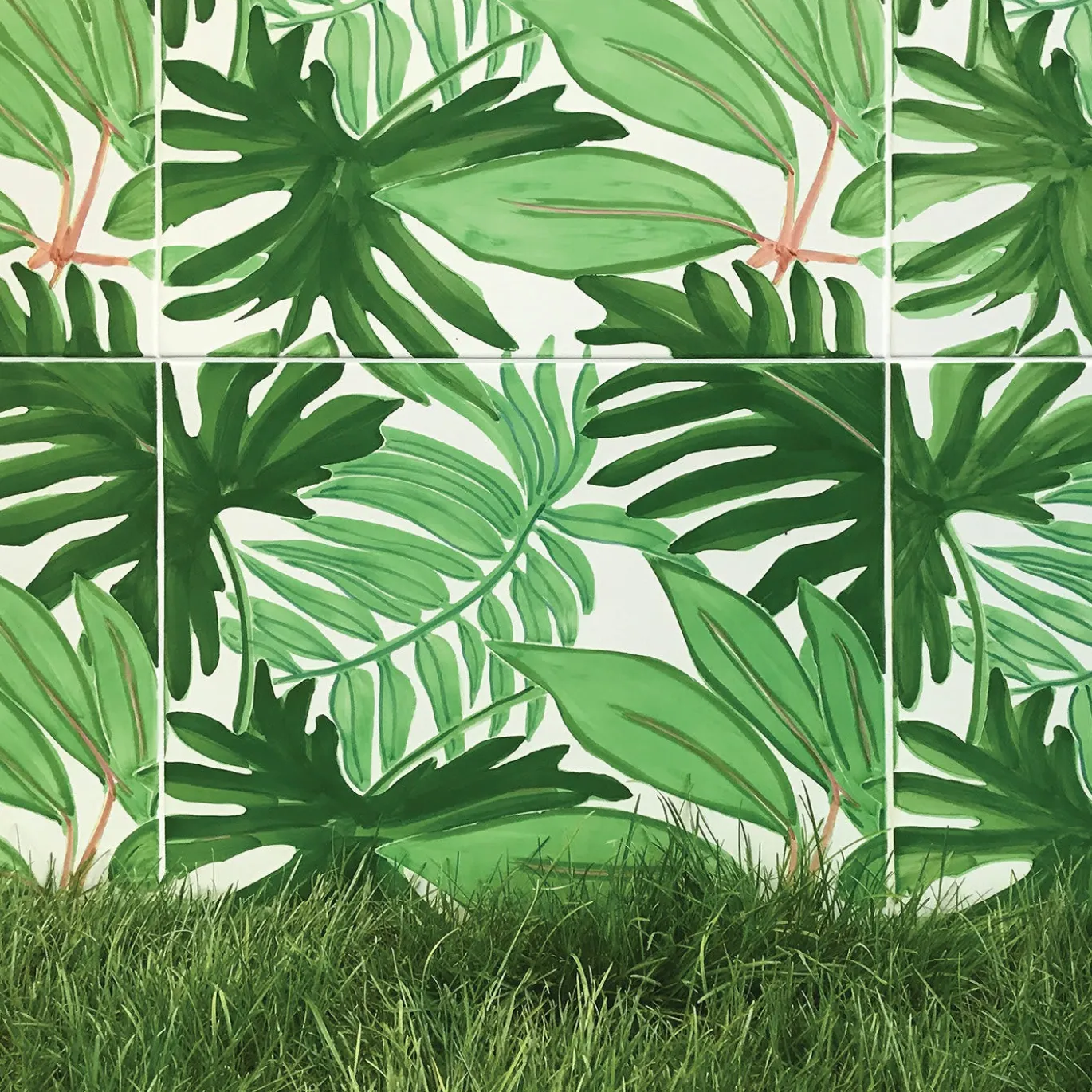 Set di 4 piastrelle Verde Verticale Tropical