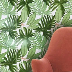 Set di 4 piastrelle Verde Verticale Tropical