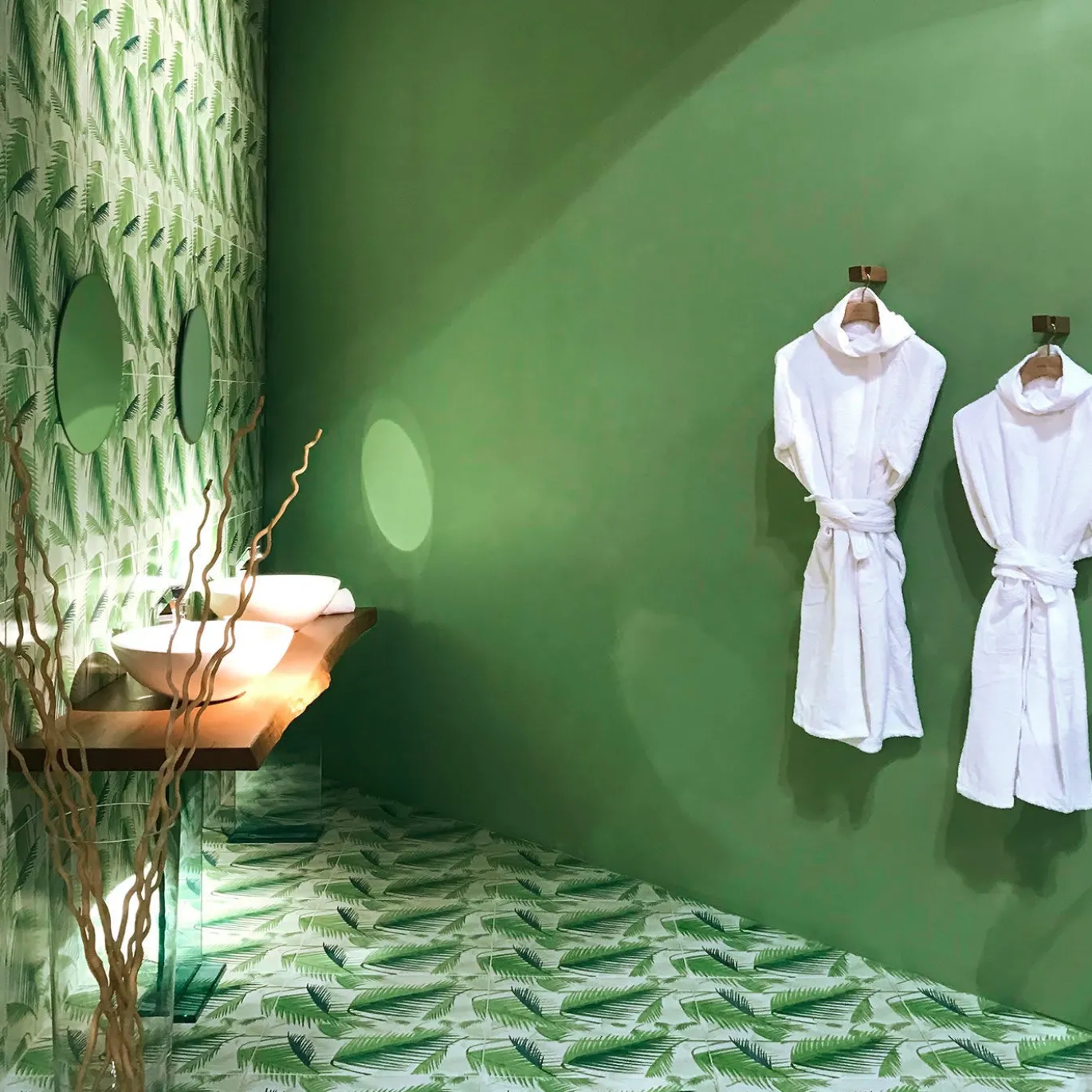 Set di 4 piastrelle Verde Verticale Palm