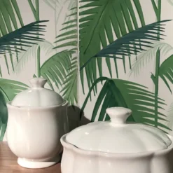 Set di 4 piastrelle Verde Verticale Palm