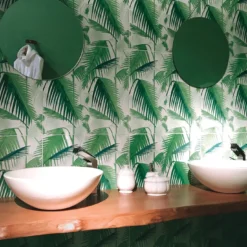 Set di 4 piastrelle Verde Verticale Palm