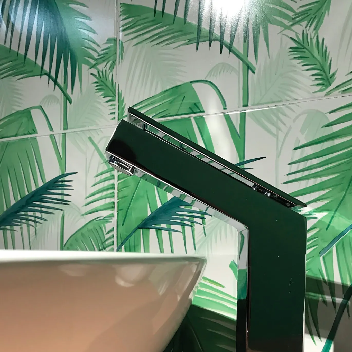 Set di 4 piastrelle Verde Verticale Palm