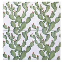 Set di 4 piastrelle Verde Verticale Cactus