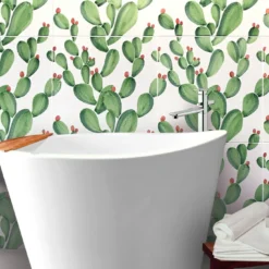 Set di 4 piastrelle Verde Verticale Cactus