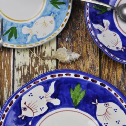 Set di piatti blu Poseidon da 18 pezzi