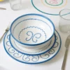 Set di 4 piatti da cena in ceramica blu Luminaria
