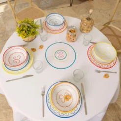 Set di 4 piatti da cena in ceramica blu Luminaria