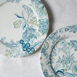 Set di 2 piatti da cena in porcellana Florian azzurro