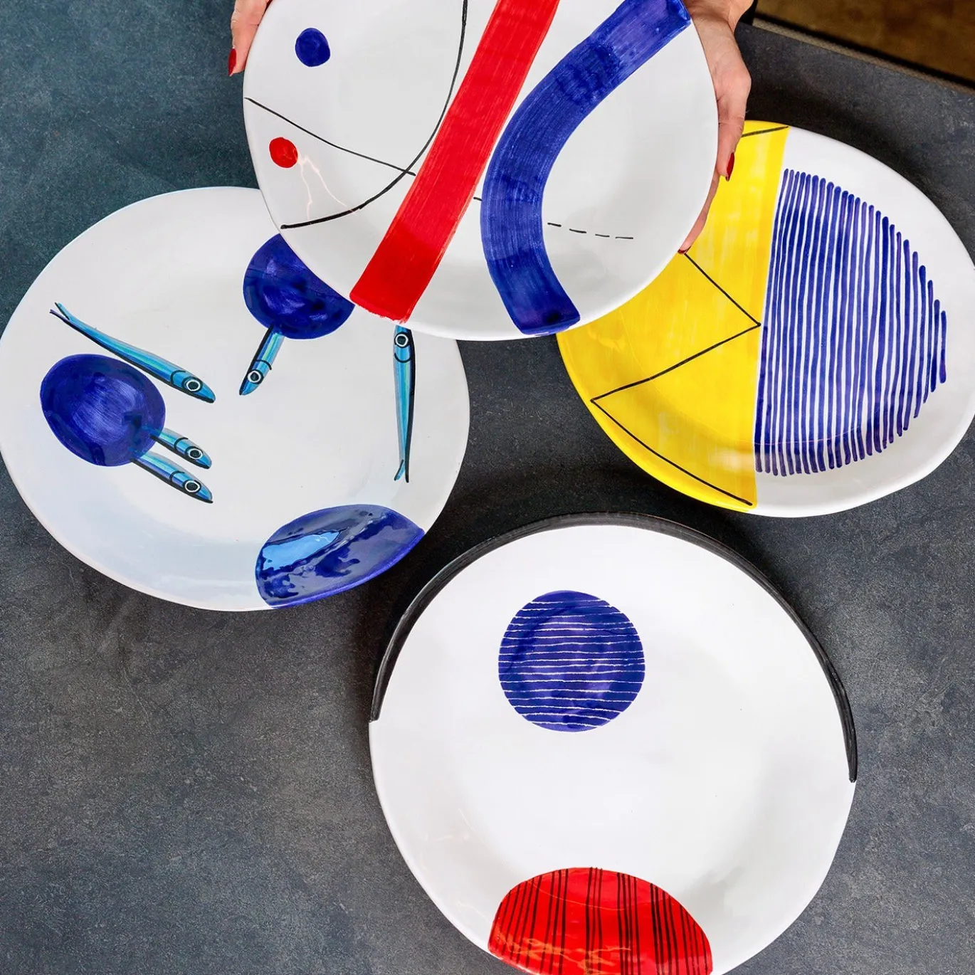 Set di 6 piatti da cena irregolari