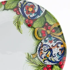 Set di 2 piatti da dessert Christmas con decoro Ricco Deruta